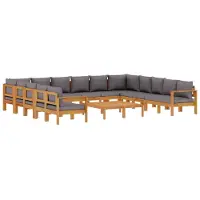 vidaXL - 10-delige - Loungeset - met - kussens - massief - acaciahout