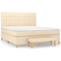 vidaXL Boxspring met matras stof crèmekleurig 160x200 cm