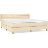vidaXL Boxspring met matras stof crèmekleurig 180x200 cm