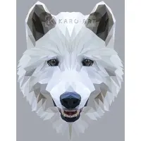 Karo-art Schilderij - Wolf, digitaal , Zwart wit grijs , 3 maten , Wanddecoratie