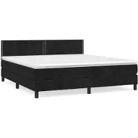 vidaXL Boxspring met matras fluweel zwart 180x200 cm