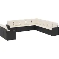 vidaXL 11-delige Loungeset met kussens poly rattan zwart