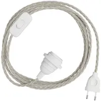 Creative Cables Snakebis Twisted E27 Lampenkap-kabelset Met Lamphouder. Gevlochten Stoffen Kabel En Stekker Met Twee Pinnen 1.8 M