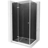 Mexen Roma douchecabine scharnierend 120 x 80 , grafiet, chroom + Flat douchebak, wit - 854-120-080-01-40-4010