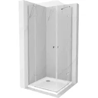 Mexen Roma Duo draaideur douchecabine 80 x 80 , transparant, chroom + lage douchebak - 854-080-080-01-02-4010