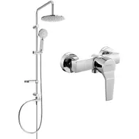 Mexen Carl opbouw douche set met regendouche en Caro douchekraan, chroom - 746640240-00