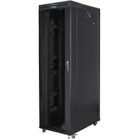 Lanberg Rack Cabinet 19 inch Free-Standing 42U 800x1200 Black V2 – Serverkast 42U met Glazen Deur – Zwart