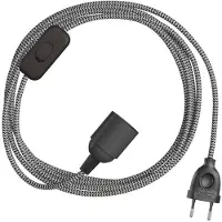 Creative Cables Snakebis Zig-zag E27 Kabelset Met Lamphouder. Zigzag-snoer Van Stof En Stekker Met Twee Pinnen 3 M