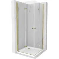 Mexen Lima Duo inklapbare douchecabine 100 x 100 , transparant, goud + Flat douchebak - 856-100-100-50-02-4010G