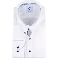 R2 Amsterdam Overhemd extra lange mouw Wit NOS.TWILL.XLS.001/004