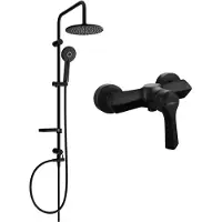 Mexen Carl opbouw douche set met regendouche en Sabre douchekraan, zwart - 72140240-70