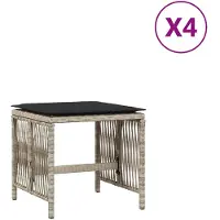 vidaXL Tuinkrukken 4 st met kussens 41x41x36 cm poly rattan lichtgrijs