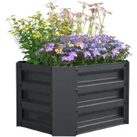 VCM Metall Hochbeet 50x40x30 cm, rechteckiger Pflanzkasten für Balkon, Terrasse & Garten, Pflanzenbeet ohne Boden, Galdo M