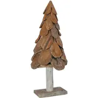 vidaXL Kerstboom met standaard Bruin 91 cm Massief teakhout