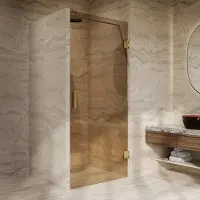 Saniclear Modern brons glas douchedeur profielloos 80x200cm geborsteld messing - mat goud