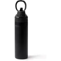 Roly Zwarte Dubbelwandige RVS thermosfles 700 ml inclusief draaggreep