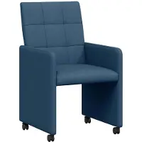 vidaXL Eetkamerstoelen met wielen 2 st Stof Blauw 58 x 65 x 94 cm