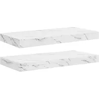 vidaXL Wandplank 2 st Wit Marmer 50 x 23,5 x 3,8 cm Bewerkt hout