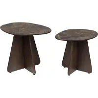 White Label Bijzettafel Naut Brown (Set van 2)