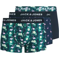 Jack & Jones Heren boxershorts trunks microfiber jacflamingo flamingo print 3-pack donkerblauw