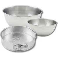 Zenker Set bestaande uit 1 springvorm 28 cm, 1 spatel en 2 mengkommen van roestvrij staal Fackelmann