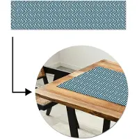 MuchoWow Tafelloper 200x50 cm - Tafelmat vinyl Patroon - Blauw - Lijnen - Zigzag - Tafeldecoratie - Tafelversiering - Keuken decoratie - Tafel versiering