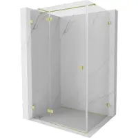 Mexen Lunar T schuifdeur douchecabine linksdraaiend 90 x 80 , transparant, geborsteld goud - 834T-090-080-55-00-L