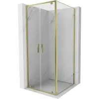 Mexen Exo scharnierend douchecabine 110 x 110 , transparant, goud - 8182-110-110-50-00