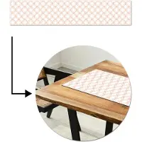 MuchoWow Tafelloper 200x40 cm - Tafelmat vinyl Koraalkleur - Vlechtmotief - Wit - Tafeldecoratie - Tafelversiering - Keuken decoratie - Tafel versiering