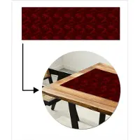 MuchoWow Tafelloper 150x50 cm - Tafelmat vinyl Bloemen - Donkerrood - Patroon - Tafeldecoratie - Tafelversiering - Keuken decoratie - Tafel versiering