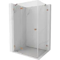 Mexen Lunar douchecabine scharnier links 80 x 90 , transparant, geborsteld koper - 834-080-090-65-00-L