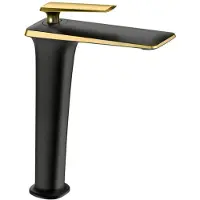 Mexen Purus hoge wastafelkraan, zwart/goud - 745810-75