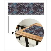 MuchoWow Tafelloper 150x50 cm - Tafelmat vinyl Roest - Blauw - Bruin - Vlekken - Tafeldecoratie - Tafelversiering - Keuken decoratie - Tafel versiering