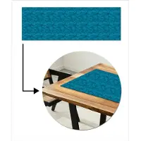 MuchoWow Tafelloper 150x50 cm - Tafelmat vinyl Turquoise - Heuvels - Bloemen - Tafeldecoratie - Tafelversiering - Keuken decoratie - Tafel versiering