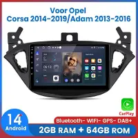 AWESAFE Geschikt Voor Opel Corsa (2014 t/m 2019)/ Opel Adam (2013 t/m 2016) - 2+64GB 4Core - 9 inch Android 14.0 CarPlay Autoradio - Draadloos CarPlay & Android Auto - Bluetooth & WiFi - GPS Navigatie