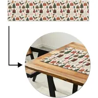 MuchoWow Tafelloper 200x50 cm - Tafelmat vinyl Illustratie - Kerstfiguren - Beige - Tafeldecoratie - Tafelversiering - Keuken decoratie - Tafel versiering