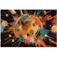 PosterMonkey Poster 60x40 cm - Explosie - Verfstructuur - Goud - Abstract - Posters - Kamer decoratie - Wanddecoratie woonkamer - Muurdecoratie slaapkamer