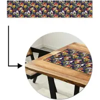MuchoWow Tafelloper 200x40 cm - Tafelmat vinyl Viooltjes - Paars - Geel - Groen - Tafeldecoratie - Tafelversiering - Keuken decoratie - Tafel versiering