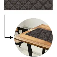 MuchoWow Tafelloper 200x40 cm - Tafelmat vinyl Bruin - Grijs - Sierlijk - Patroon - Tafeldecoratie - Tafelversiering - Keuken decoratie - Tafel versiering