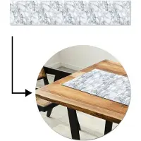 MuchoWow Tafelloper 200x40 cm - Tafelmat vinyl Mozaïek - Marmer print - Wit - Onregelmatig - Tafeldecoratie - Tafelversiering - Keuken decoratie - Tafel versiering