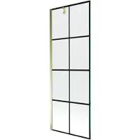 Mexen Next enkelvleugelige badwand 70 x 150 , zwart raster, goud - 895-070-000-00-77-50