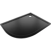 Mexen Flow halfcirkel asymmetrische slanke rechter douchebak 90 x 80 , zwarte mat - 46Q708090R
