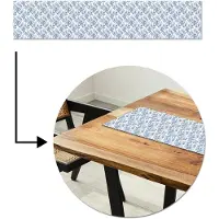 MuchoWow Tafelloper 150x30 cm - Tafelmat vinyl Bladeren - Blauw - Patroon - Tafeldecoratie - Tafelversiering - Keuken decoratie - Tafel versiering