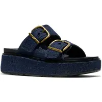 FitFlop Women Gen-FF Max Buckle Two-Bar Denim Slides Dark Denim-Schoenmaat 43