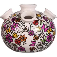 Ideas 4 Seasons - Tulpenvaas - vaas - diverse kleuren - wit - klein - H 12 cm - Ø 13 cm - Doodle