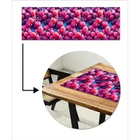 MuchoWow Tafelloper 150x50 cm - Tafelmat vinyl Frambozen - Waterdruppels - Vruchten - Tafeldecoratie - Tafelversiering - Keuken decoratie - Tafel versiering