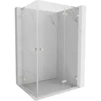 Mexen Lunar L Duo douchecabine scharnierend rechts 95 x 90 , transparant, geborsteld nikkel - 834L-095P-090L-97-00
