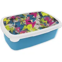 MuchoWow Broodtrommel Blauw - Lunchbox Bliksemschichten - Patroon - Marmer print - Kleuren - Brooddoos 18x12x6 cm - Brood lunch box - Broodtrommels voor kinderen en volwassenen