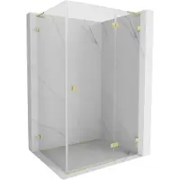 Mexen Lunar L draaideur douchecabine rechts 70 x 80 , transparant, geborsteld goud - 834L-070-080-55-00-P