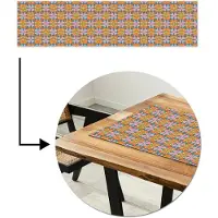 MuchoWow Tafelloper 200x50 cm - Tafelmat vinyl Bloemen - Retro - Patroon - Kleurrijk - Tafeldecoratie - Tafelversiering - Keuken decoratie - Tafel versiering